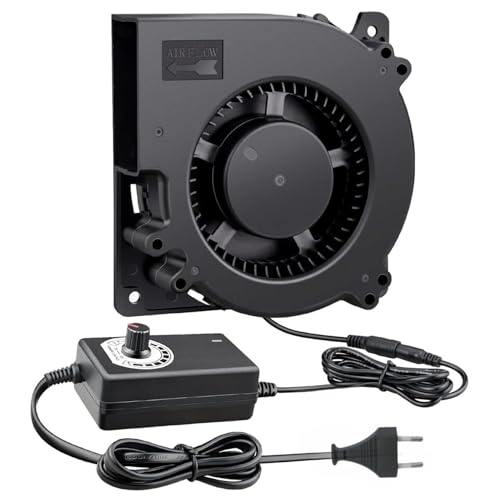 Image of 120mm DC Brushless Blower Fan with Speed Controller, Adjustable 3-12V Power Supply, 1300-3000 RPM, Dual Ball Bearing, Cooling Fan for Electronics Cabinet DIY