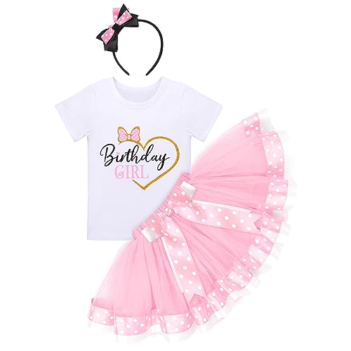Tenue d'anniversaire bébé fille vêtement de fête confortable avec tutu à pois pour 3-5 ans