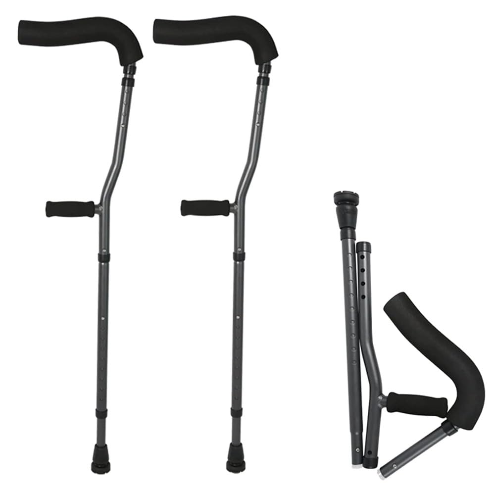FLYUFO Muleta de antebrazo para Adultos, Muletas de Codo de Aluminio, Muletas Adulto Ligero Plegable, bastón de Aluminio para Caminar para Viajar o Trabajar para Caminar