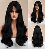 Pelucas para mujer, peluca negra, peluca sintética, pelucas para mujeres negras, pelucas para mujeres blancas, peluca de onda profunda, peluca marrón oscuro, pelucas negras para mujeres, pelucas rizadas para mujeres negras, peluca negra para mujer, peluca negra para cosplay, peluca ondulada negra, peluca negra degradada, peluca negra de Halloween, pelucas onduladas para mujeres negras, flequillo negro