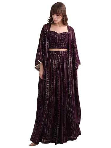 Image of PURVAJA Women's Maxi Fit & Flare Viscose Ethnic Co-Ords