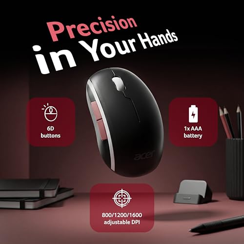 Image of Acer RedShift Wireless Keyboard & Mouse Combo | Bluetooth + 2.4GHz Dual Mode | Multi-Device | 100-Key Slim Quiet Keyboard | 6-Button Mouse with 1600 DPI | Windows, Android, iOS | Black & Red