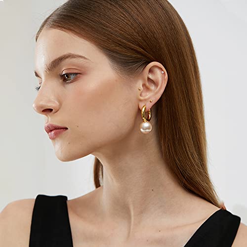 FIBO STEEL 12 Pairs 20G Cartilage Earrings Stud for Women Men Stainless Steel Tiny 2mm & 3-8mm Studs CZ Round Ball Flatback Earring Set3