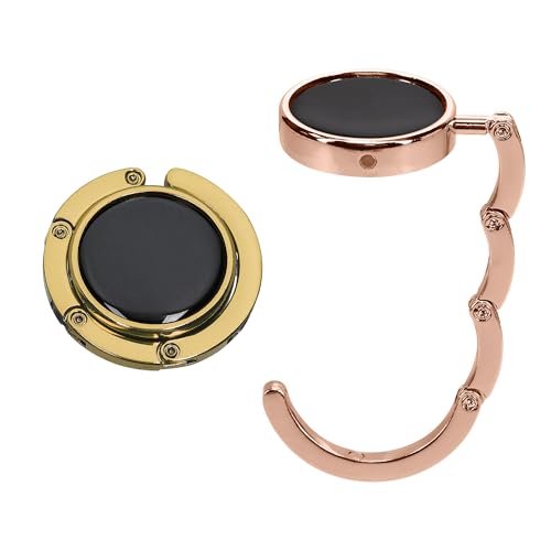 kwmobile Ganchos de Bolso para Mesa - 2X Colgador portátil con Gancho para Abrigos Bolsos Paraguas MAX 5,5 kg - Dorado/Cobre