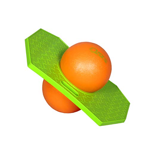 Flybar Pogo Ball for Kids, Jump Trick Bounce Board with Pump and Strong Grip Deck (Green Ozone)