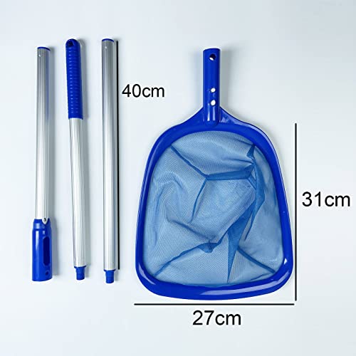TheStriven Kescher Bodenkescher Fischteich Kescher PoolReinigung Bodenkescher Schwimmbad Abschäumer Poolnetz Feinmaschig Kescher Poolkescher Set Stabil mit 120cm Teleskopstange für Schwimmbad, Teich