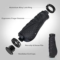 LYCAON Bike Lenker Griffe Fahrrad, Fahrradgriffe Ergonomisch rutschfeste Gummi Fahrrad Griff mit Aluminium Lock, Handgriff für Scooter Cruiser Urban Dreirad Rad Stuhl Mountain Road BMX MTB (Schwarz) – Ansicht 3