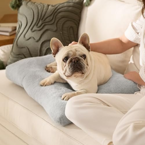 BEDSURE Hundebett Waschbar Groß - Hundekissen Bett Beruhigende Hundematratze mit Rutschfestem Boden, Warmes Kissen für Große Haustiere, Hellgrau, 74x53x8cm