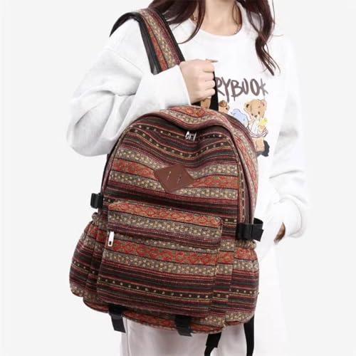 Large Capacity Canvas Printed Backpack Bohemian Retro Backpack Women's Leisure Travel (Blue)2