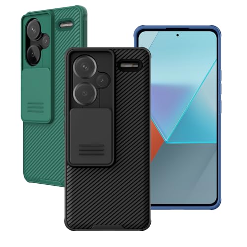 teroxa Compatible with Xiaomi Redmi Note 13 Pro Plus 5G Case, Slide Cover Camera Lens Privacy Protection Hard PC Back Soft TPU Bumper (Black)