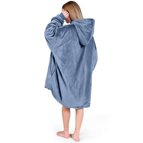 Image of Bare Home Wearable Blanket Hoodie - Soft Plush Sherpa - Warm and Cozy - Oversized Wearable Blanket