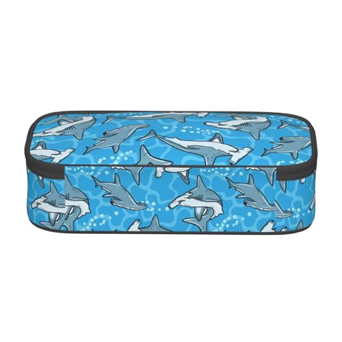 Image of Hammerhead Shark Pencil Case Aesthetic Large Capacity Pen Pouch | Storage Bag with Compartments for Travel School Office Organizer