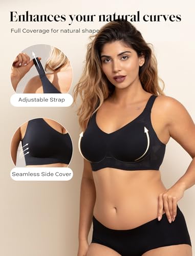 Image of COMFELIE Wireless Seamless Support Bralette Ultra-Comfort Sleep T-Shirt Bra for Large Breasts