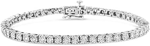 Haus of Brilliance .925 Sterling Silver 1.0 Cttw Lab Grown Diamond Illusion-Set Miracle Plate Tennis Bracelet (G-H Color, VS1-VS2 Clarity) - Size 7.25"