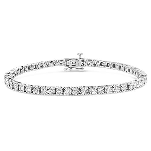 Haus Of Brilliance .925 Sterling Silver 1.0 Cttw Lab Grown Diamond Illusion-Set Miracle Plate Tennis Bracelet (G-H Color, Vs1-Vs2 Clarity) - Size 7.25" #TOP29