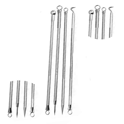 Kit 4 Curetas Remove Cravos Espinhas Aço Inoxidável Limpeza Facial (Prateada)