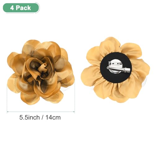 Image of M METERXITY Large Women's Brooches Lapel Pin, Lapel Pins Dainty Satin Fabric Big Camellia Flower Hair Clip Dancer Pin Up for Hats /Parties /Clothes /Jewelry