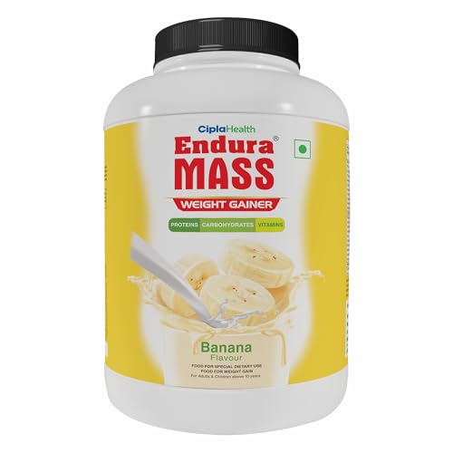 Endura Mass Weight Gainer 3000 g Banana Flavour | Unique blend of 3 sources of protein, carbs, vitamins & essential minerals | Ideal for Children above 10 years, men, women & athletes.