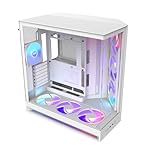 NZXT H9 Flow RGB+ (2025) – Large Dual-Chamber ATX Mid-Tower Airflow PC Case – Includes 7 RGB Fans (6 x 140mm, 1 x 120mm) & Control Hub – 420mm Radiator Support – Back-Connect Ready – White
