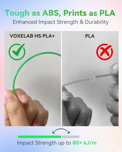 Image of VOXELAB HS PLA+ Filament 1.75mm, High Speed PLA Plus 3D Printer Filament, 1kg (2.2lbs) for Most FDM 3D Printers, Enhanced Toughness & Smooth Printing, Superior Layer Adhesion(Pure Green)