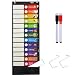 Daily Schedule Pocket Chart， Black Class Schedule with 26 Cards, 13+1 Pockets. 13 Colored + 13 Blank Double-Sided Reusable Cards, Easy Over-Door Mountings Included. (13” x 36”)