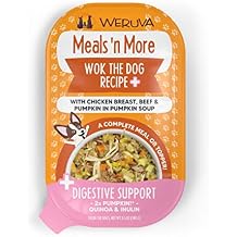 Weruva Meals n More Natural Wet Dog Food, Wok The Dog Plus Digestive Support, 3.5oz Cup Pack of 12