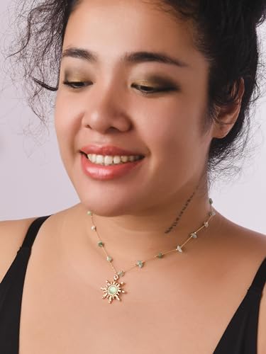 Sacina Sun Choker Necklace, Natural Crystal Necklace, Boho Hippie Jewelry, Christmas Jewelry Gift For Women4