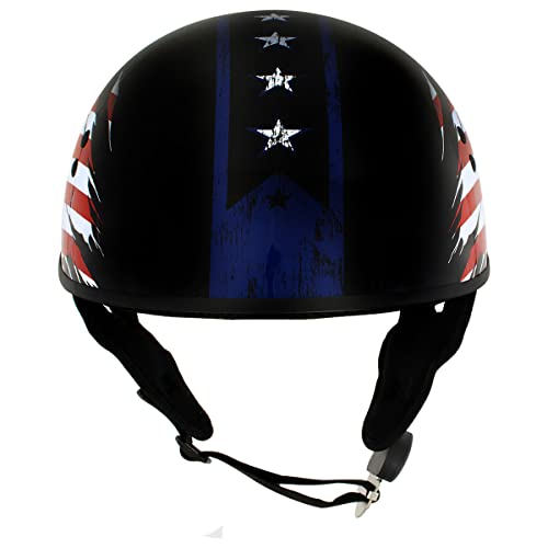 Hot Leathers Hld1051 'Usa Flag (Star And Stripes)' Gloss Black Motorcycle Dot Skull Cap Helmet For Men And Women - Large #TOP6