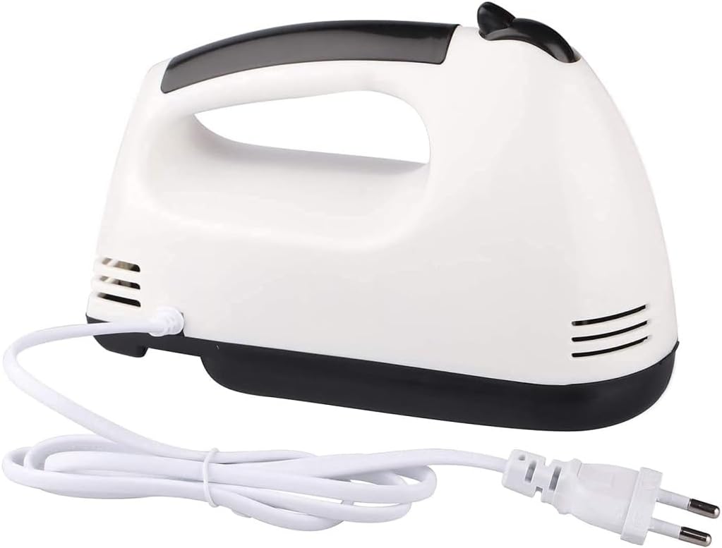 Electric Hand Mixer, 7 Speed Settings, 260W, with 4 Attachments, White and Black