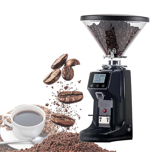 Molinillo de Café de Uso Comercial y Doméstico 250W – Muelas Planas de 60mm,19 Ajustes de Molienda Continuos,Control por Pantalla Táctil,Precisión Profesional para Cada Preparación 500ml-Black