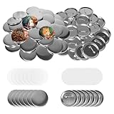 100 Sets 1.45 Inch Button Maker Supplies 37mm Button Making Supplies Blank Button Pins Metal Round Badge Button Parts Making Kit for Button Maker Machine with Metal Cover,Metal Back Pin Cover