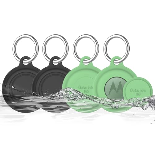 4 Pack for Moto Tag Holder, Waterproof Silicone Cover Compatible with Motorola Moto Tag, Soft Full Body Protective Case for Moto Tag Tracker, Fits Finder Keys/Kids/Luggage/Backpacks/Pet Collar