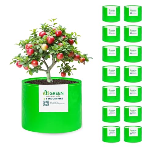 Image of HDPE Grow Bags for Plants 18X24 Inch (Pack of 15) | 260 GSM Heavy Duty UV-Protected Round Green Colour Plant Bags for Terrace and Vegetable Gardening | Strong & Reusable|