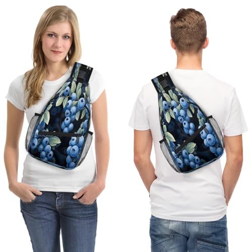 Bolso cruzado unisex estilo sling azul arándano miniatura 7
