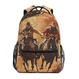 YETTASBIN Mochila de cowboy ocidental para homens e mulheres, mochila para livros de ensino médio/ensino médio, leve, para laptop, com vários bolsos para adolescentes, meninos e meninas, cowboy