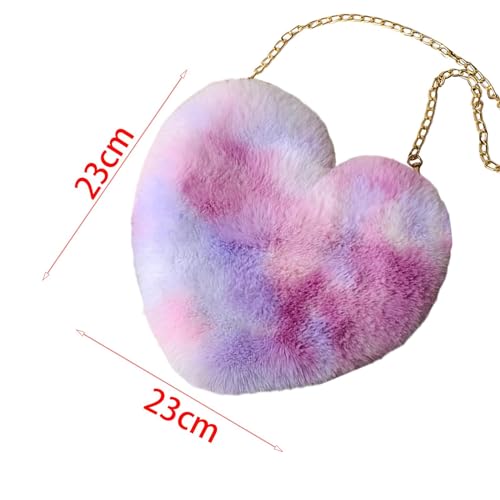 oshhni Mulheres de pelúcia corrente bolsa ombro em forma de coração bolsa casual crossbody bolsa par
