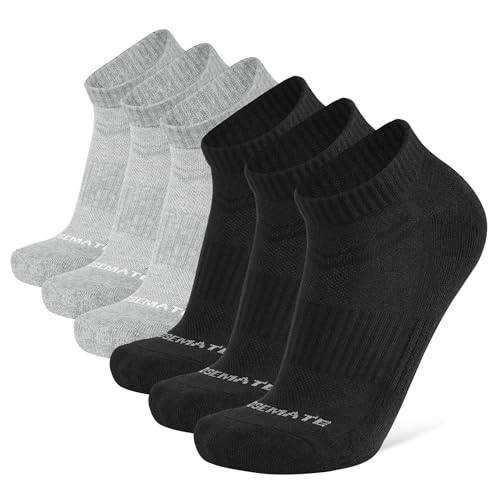 CLOSEMATE 6 Pars Calcetines Tobilleros Hombres Mujer Running Cortos de Algodón Deportivos Deportes Bajos Meias Homem Transpirables 3Negro3Gris L