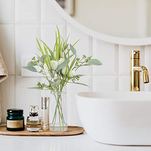 Mingfuxin Artificial Flowers For Decoration, Fake Plants Eucalyptus Leaves Ls Wild Flower With Glass Vase, Floral Arrangements Flower Bouquets Décor For Table Centerpieces Home Office Decor #TOP2