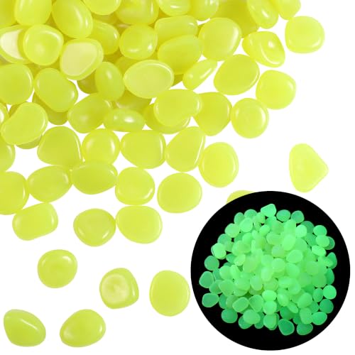 Image of OSOPOLA 150 PCS Glow in The Dark Rocks - Yellow Luminous Stones | Fish Tank Accessories Turtle DIY Decor Pebbles for Fairy Garden Yard FD05YL150