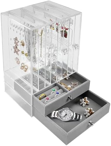 Organizador De Collares HINIHAO Soporte Para Aretes, Organizador De Joyas, Soporte Para Collares, Estante De Torre De Joyería De 5 Niveles, 108 Agujeros, 12 Ganchos Para Organizador Pendientes