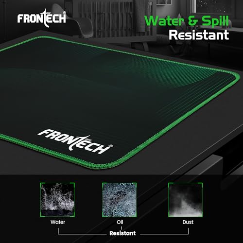 Image of FRONTECH Gaming Mouse Pad | 300mm x 250mm x 2mm | Ultra-Smooth Micro-Textured Surface | Non-Slip Rubber Base | Stitched Edges | Green & Black (MSP-0063)