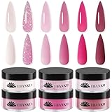 EBANKU Acrylpulver Set of 6, 10g/0.35oz Professionelles Acrylnagelpulver für Acrylnagelverlängerung, Nagelschnitzen, Langanhaltend, Keine Nagellampe erforderlich (Pink Set 6 Farben)