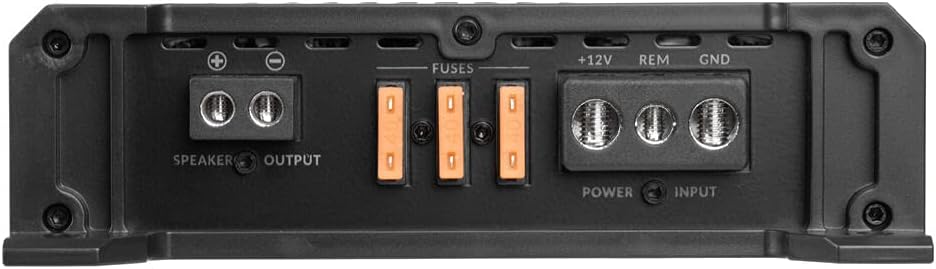 Close-up of power and speaker terminals on Belva BXD3K amplifier