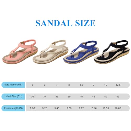 KUNWFNIX Flat Sandals for Women Dressy Summer Comfortable Bohemian Elastic Ankle Strap Beach Walking Sandals for Women - Image 7