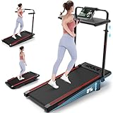 ANCHEER Walking Pad Treadmill with Incline&Adjustable Height,4 in 1 Under Desk Treadmills with Removable Desk Workstation,Foldable Treadmill for Home 300lbs Max,3 Types Control,Installation-Free(Red)