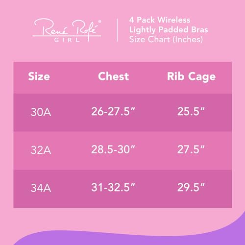 Rene Rofe 4 Pack Padded Wirefree T Shirt Bras - Wireless Training Bras for Girls3