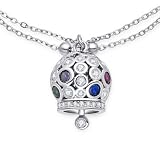 Dada Gioielli - Bracciale Campanella Capri con Pietre Brillanti Colorate e Catenina Rosario Elegante 16,5 + 3 cm (Multicolor Argento)