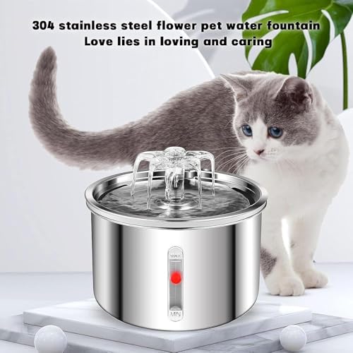 Fuente de agua automática para gatos de acero inoxidable 2L miniatura 2