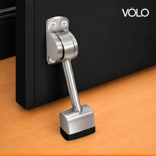 Image of Volo Curved Square Door Stopper Powerful Working with Screw 5 Inch /Door Stopper to Stop Door for Home and Office (Color: Satin)