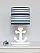 Just Born Nursery Lamp, High Seas Collection w/Striped Shade, Grey/White/Blue